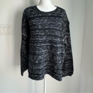 New Lucky Brand Long Sleeve knit Sweater Hi Low Black Women’s Large Cotton Blend